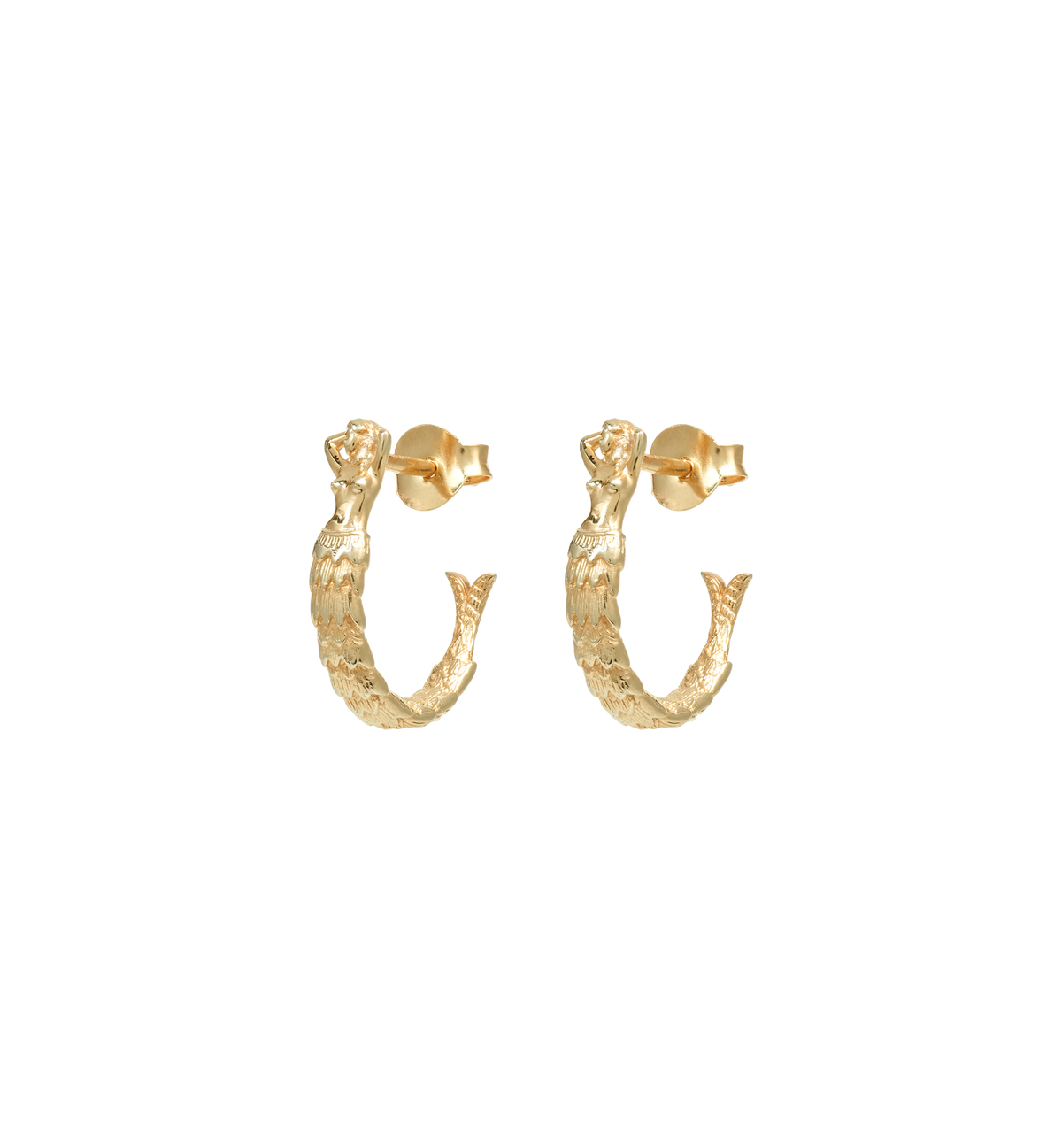 Anna + Nina Small Mermaid Hoop Earrings Goud
