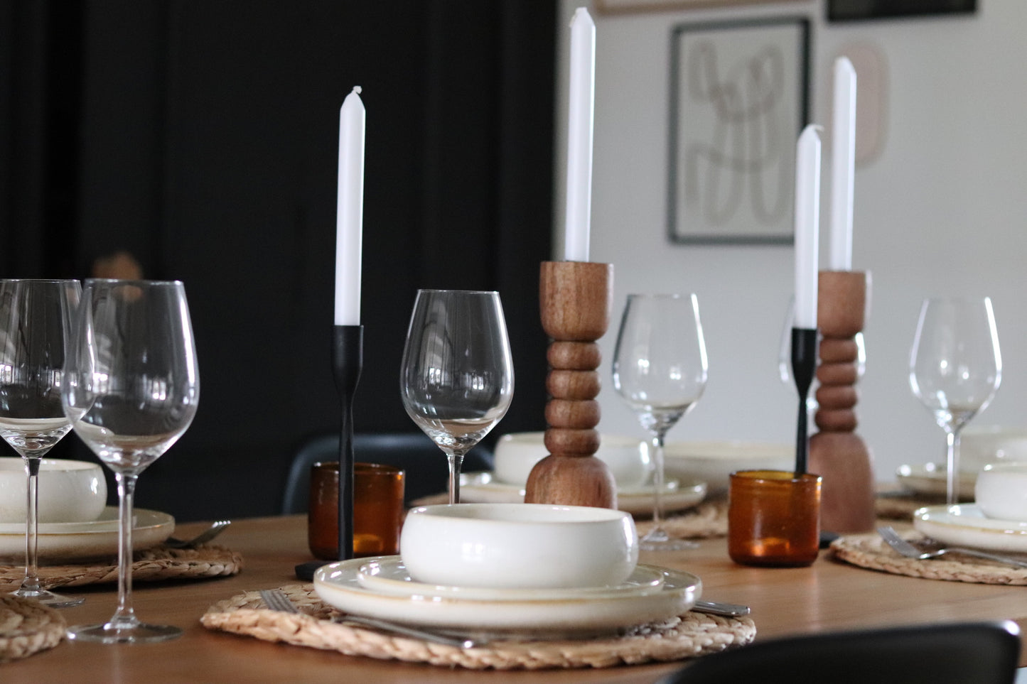 Kandelaar Zwart Kort