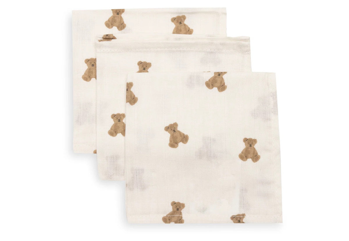 Jollein Hydrofiel Monddoekje 31x31 set van 3 - mini Teddy