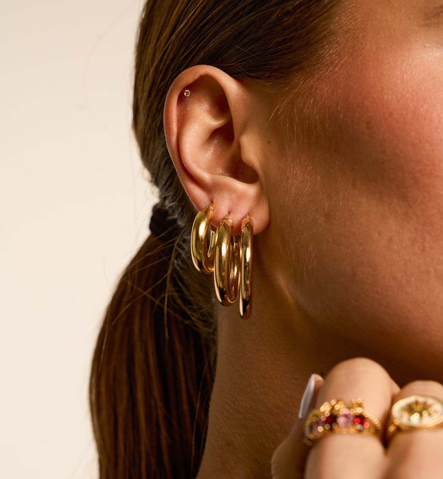 Thick Plain Hoop Earrings
