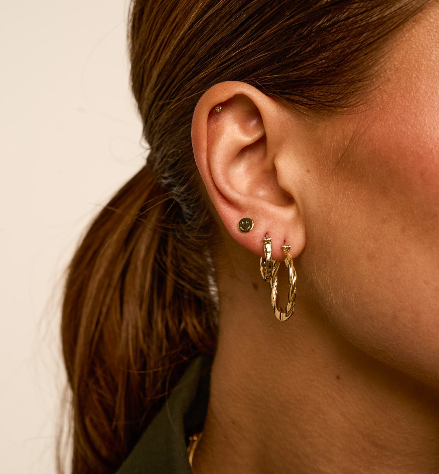 Small Organic Hoop Earrings Gold and Silver