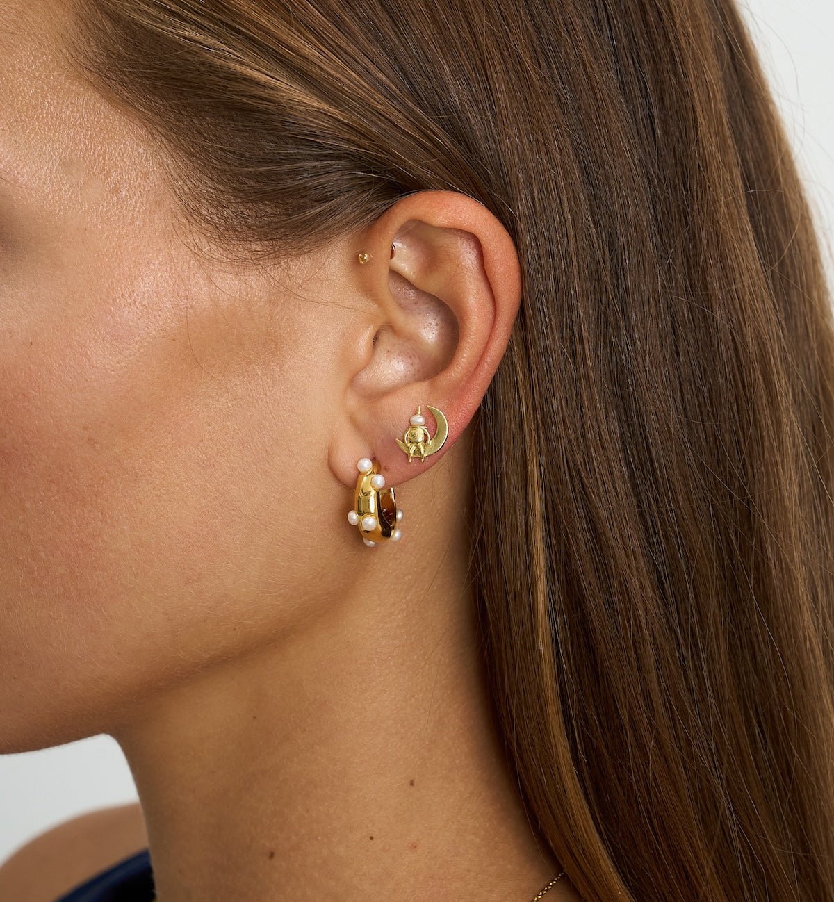 Single Pierrot Stud Gold