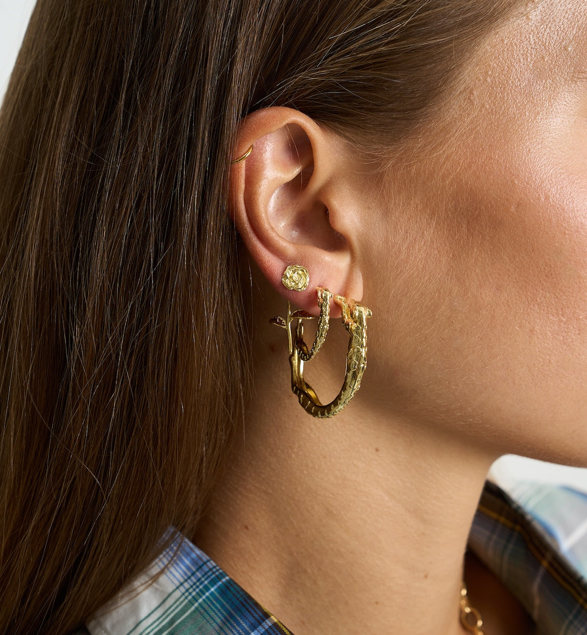 Small Wild Arc Hoop Earrings Gold and Silver