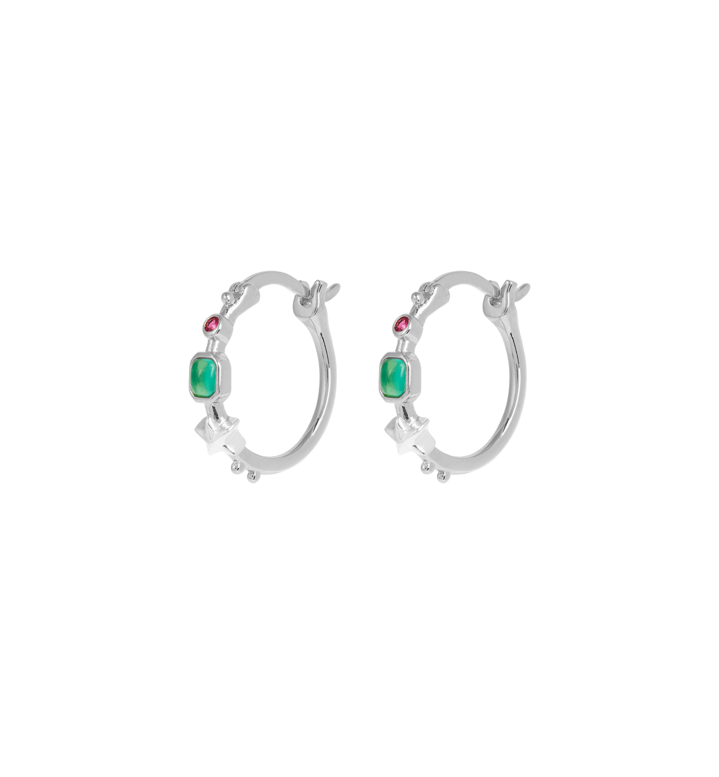 Anna + Nina Small Storybook Hoop Earrings Zilver