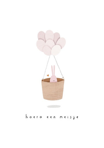 Kaart Hoera een Meisje in Ballon