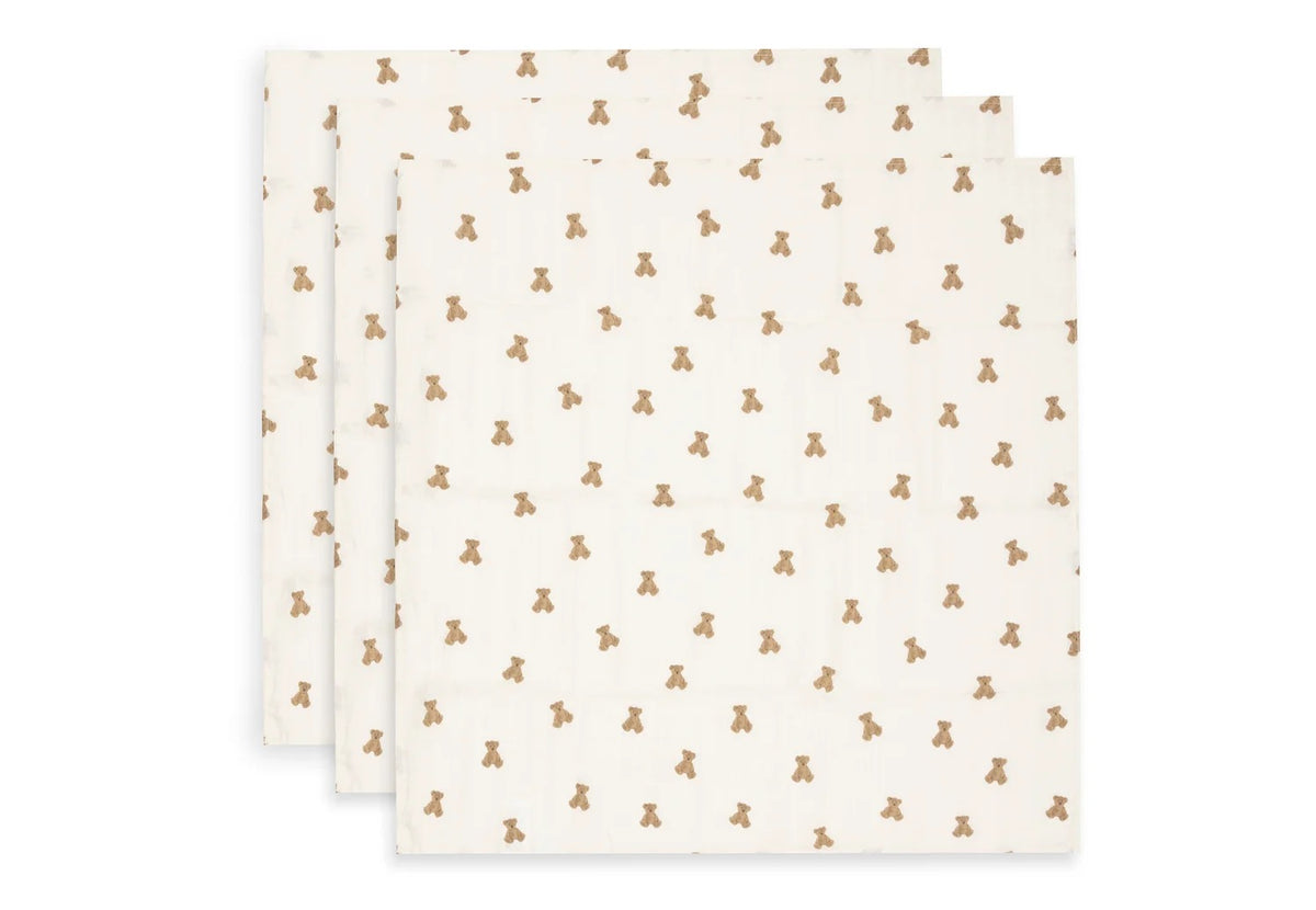 Jollein Hydrofiele Doek 70x70 set van 3 - mini Teddy