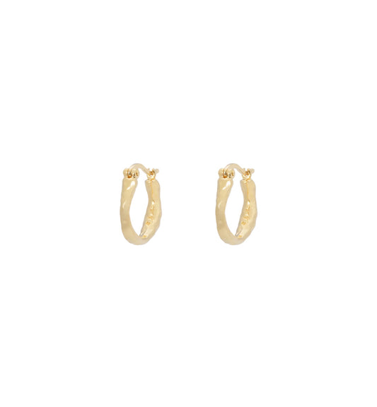 Anna + Nina Small Organic Hoop Earrings Gold and Silver