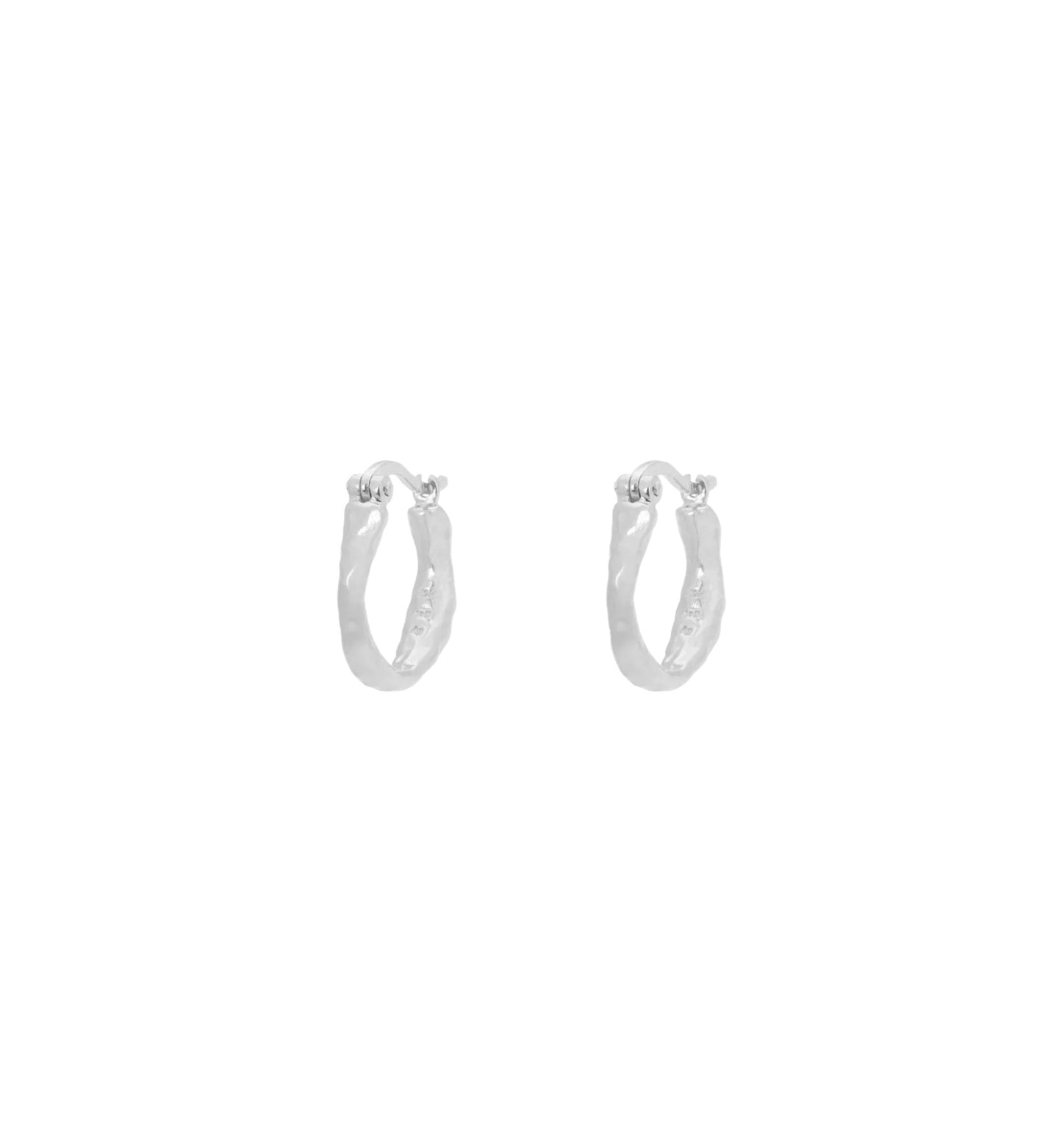 Anna + Nina Small Organic Hoop Earrings Gold and Silver