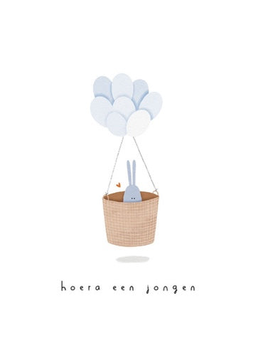 Kaart Hoera een Jongen in Ballon